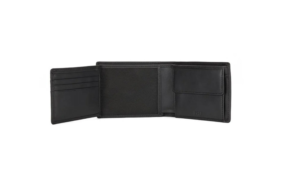 Hugo Boss BOSS Arezzo Black Leather Men's Wallet Bifold Trifold w/ Gift Box
